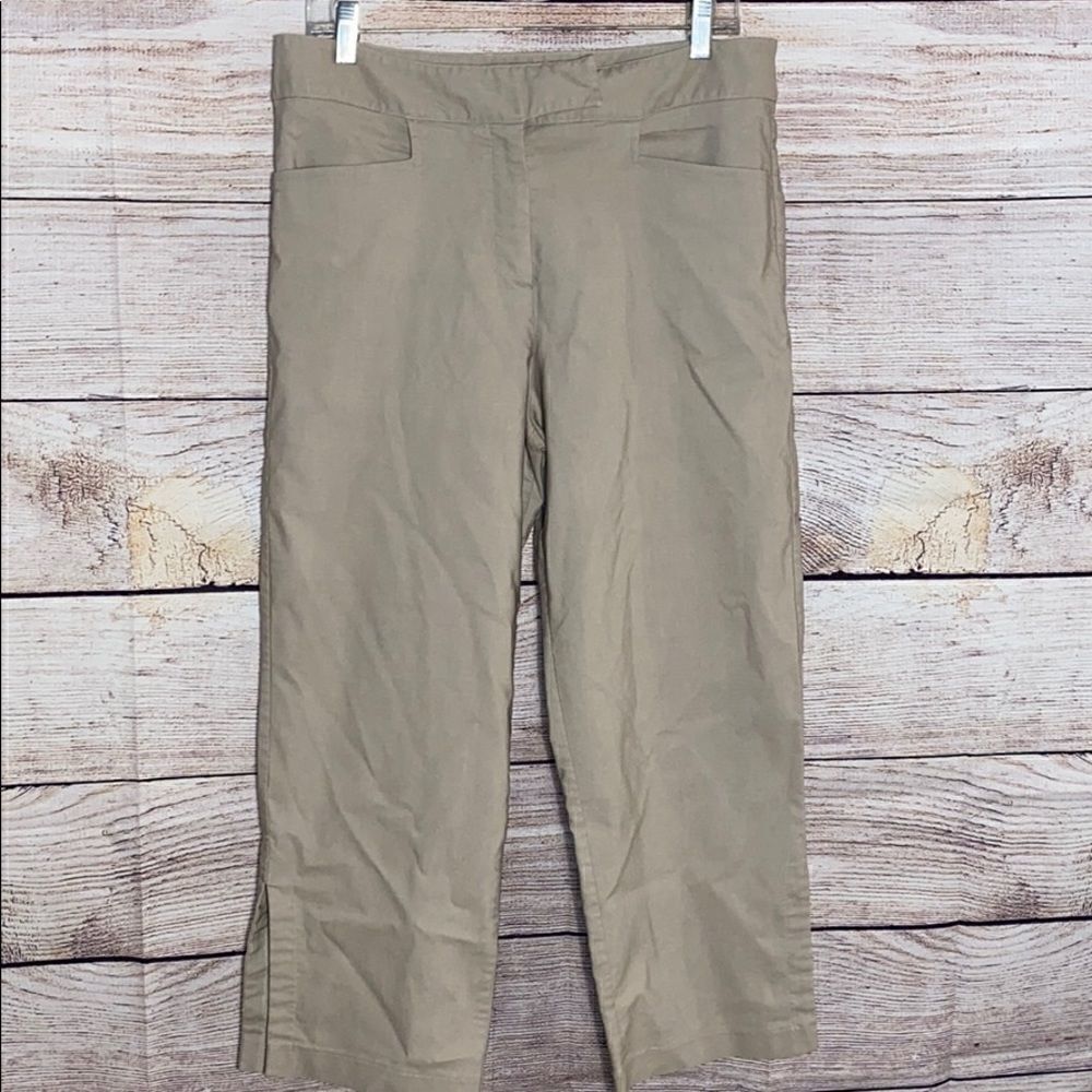Barbara Lesser Fibers Wide Leg Capri Khaki